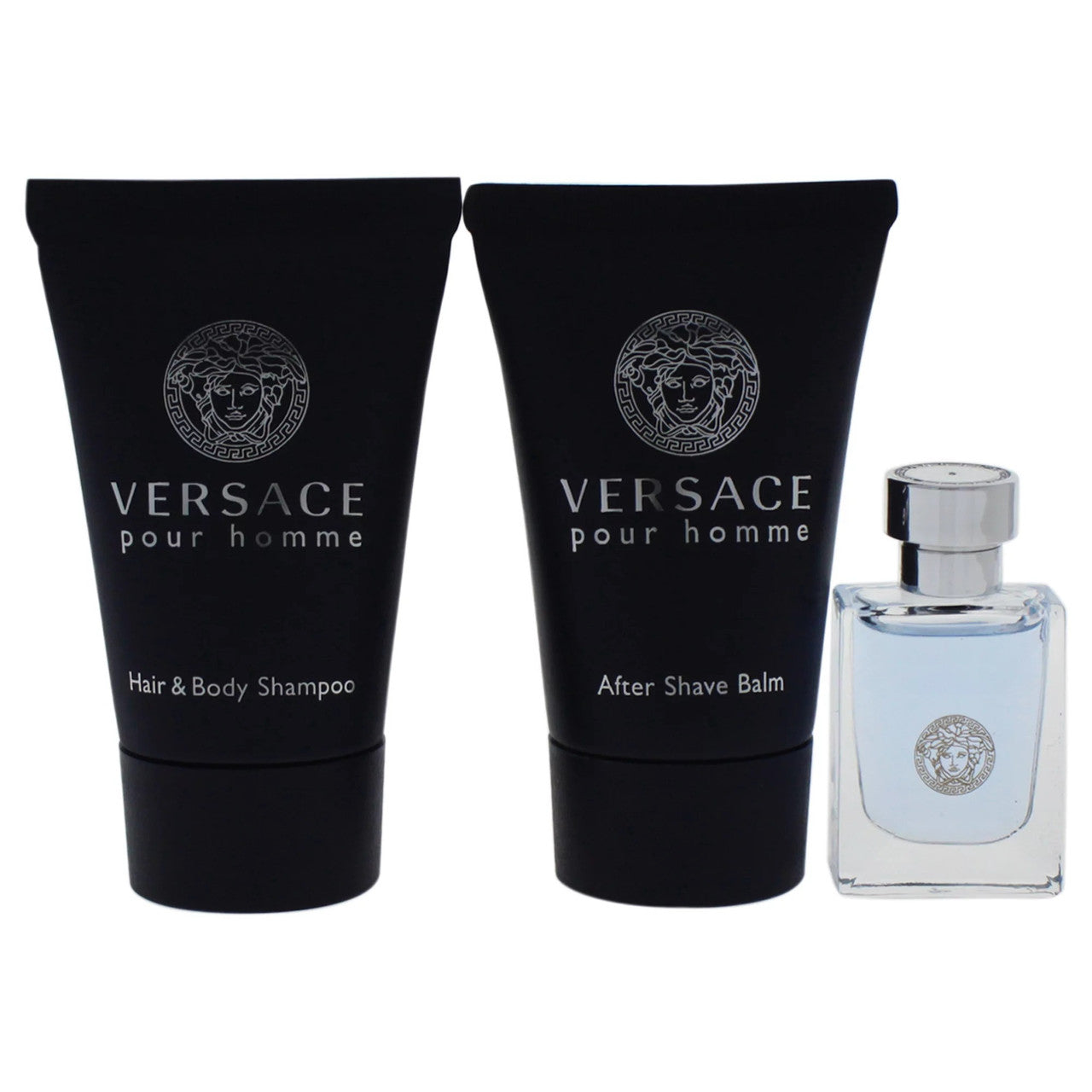 VERSACE POUR HOMME 3 PCS SET: 0.17 EAU DE TOILETTE + 0.8 SHAMPOO + 0.8 AFTER SHAVE BALM