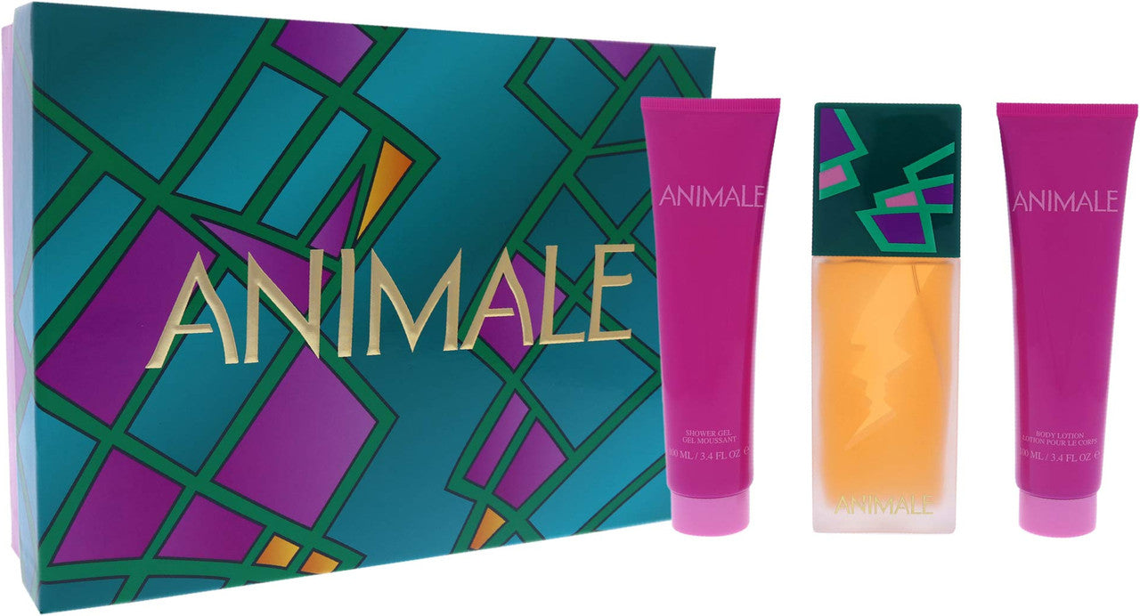 ANIMALE 3 PCS SET FOR WOMEN: 3.4 EAU DE PARFUM SPRAY + 3.4 SHOWER GEL + 3.4 BODY LOTION