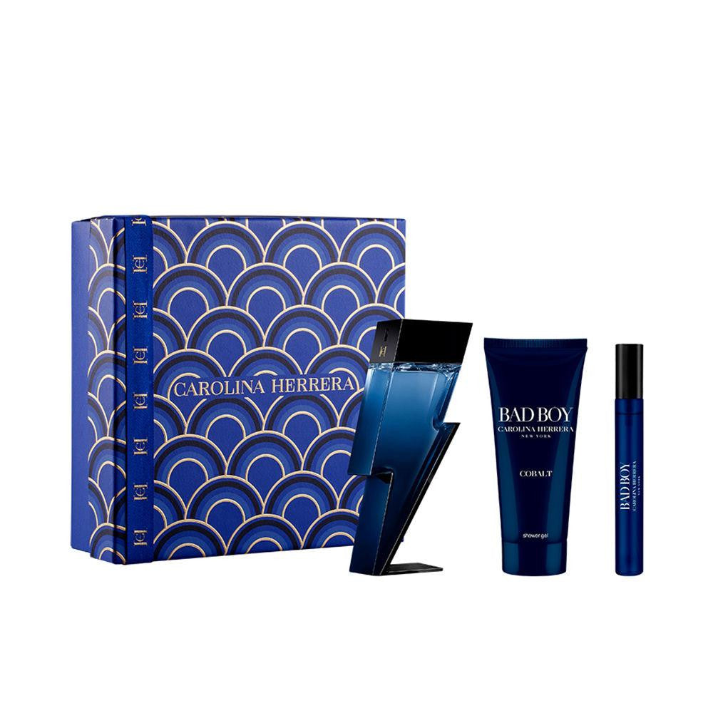 CAROLINA HERRERA BAD BOY COBALT 3 PCS SET: 3.4 EAU DE PARFUM SPRAY + 3.4 SHOWER GEL + 0.33 EAU DE PARFUM SPRAY