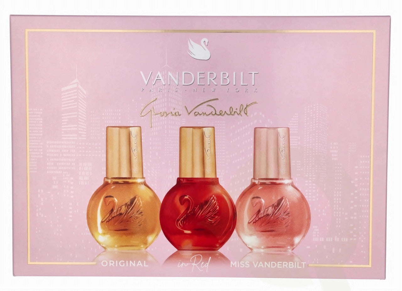 GLORIA VANDERBILT 3 * 1 OZ EAU DE TOILETTE SPRAY SET FOR WOMEN: ORIGINAL + VANDERBILT IN RED + MISS VANDERBILT