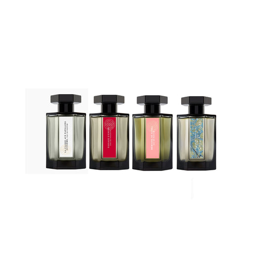 L'ARTISAN PARFUMEUR 4 * 5 ML MINI SET: PASSAGE D'ENFER EAU DE TOILETTE + UN AIR DE BRETAGNE EAU DE PARFUM + LA CHASSE AUX PAPILLIONS EAU DE TOILETTE + MEMOIRE DE ROSES EAU DE PARFUM