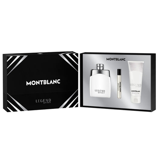 MONT BLANC LEGEND SPIRIT 3 PCS SET FOR MEN: 3.3 EAU DE TOILETTE SPRAY + 0.25 EAU DE TOILETTE SPRAY + 3.3 SHOWER GEL