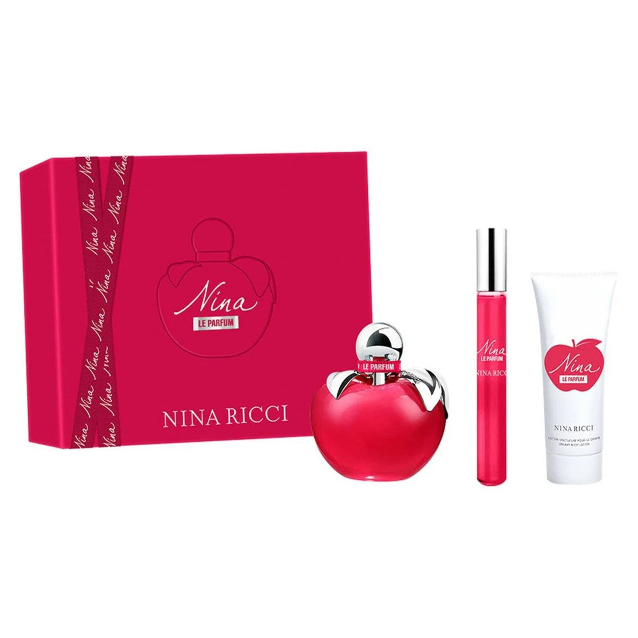 NINA RICCI NINA LE PARFUM 3 PCS SET FOR WOMEN: 2.7 EAU DE PARFUM SPRAY + 0.34 EAU DE PARFUM ROLL-ON + 2.5 BODY LOTION