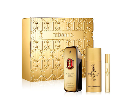 PACO RABANNE ONE MILLION ROYAL 3 PCS SET FOR MEN: 3.4 PARFUM SPRAY + 5.1 DEODORANT SPRAY + 0.34 PARFUM SPRAY