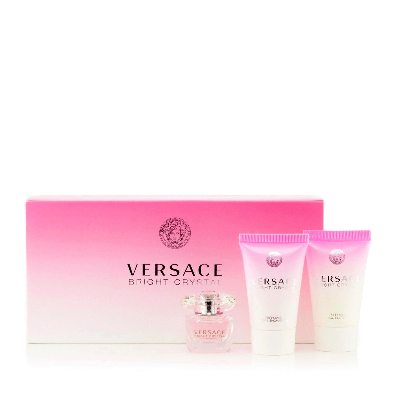 VERSACE BRIGHT CRYSTAL 3 PCS SET FOR WOMEN: 0.17 EAU DE TOILETTE + 0.8 SHOWER GEL + 0.8 BODY LOTION